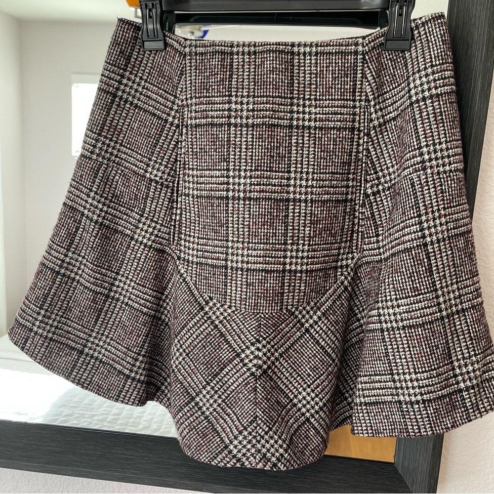 CARVEN Wool Plaid Mini Jupe With Pockets